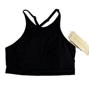 Free Sport by Gottex Bikini Top Women 10 Black NWT High Neck UPF 50+ Racerback